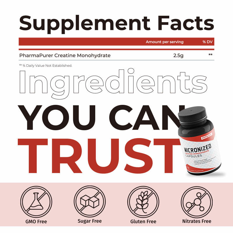 Capsulas de Monohidrato de Creatina Micronizadas Fabrica OEM Capsulas de Energia Muscular para Adultos Promove o Reparo Muscular
