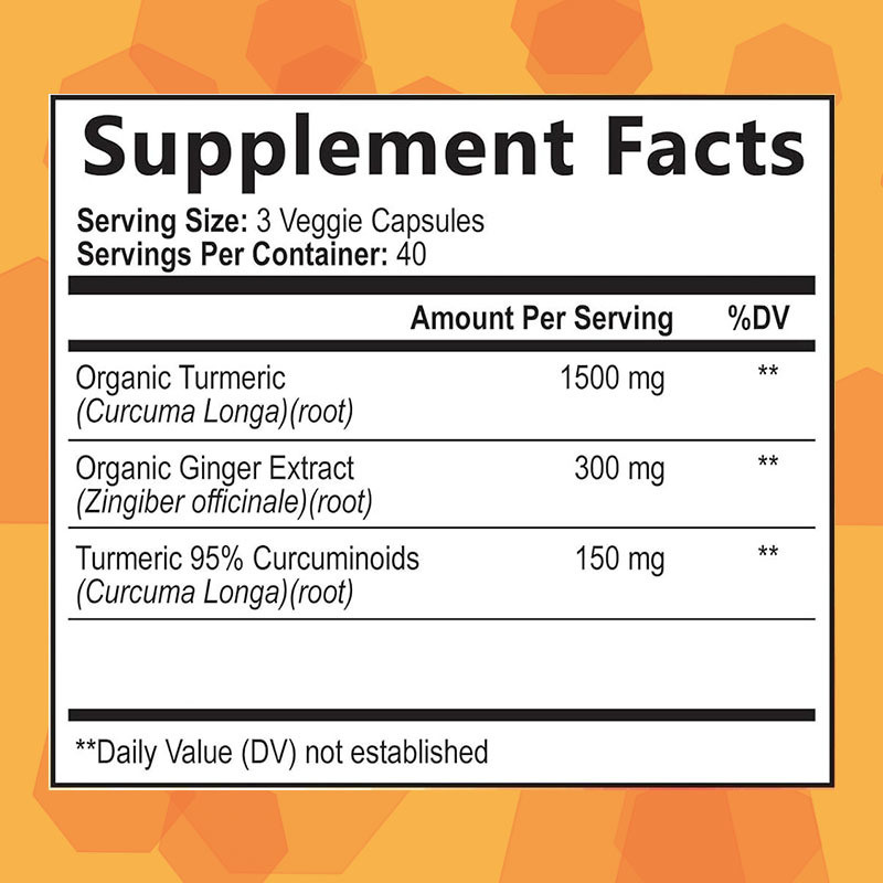 Suplemento de curcumina de açafrão OEM com açafrão orgânico e gengibre pimenta preta para melhor absorção Cápsula de curcumina para suporte articular