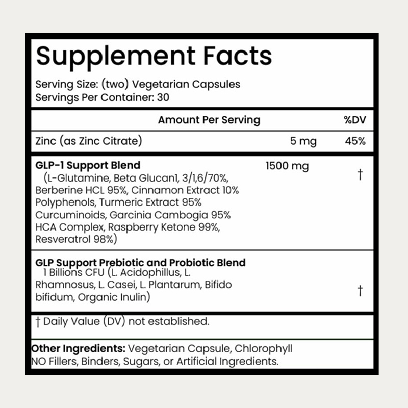 Cápsulas de Suporte ao Metabolismo com Suplemento GLP-1 Mais Vendidas 60 Cápsulas Vegetarianas por Frasco Tomar 2 Diariamente