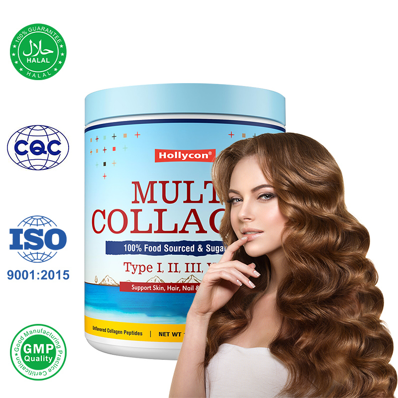 Pó de Peptídeos de Colágeno Multiplo Tipos I II III V X Suplemento de Colágeno Hidrolisado 454g Dose Diária Personalizada de 3g