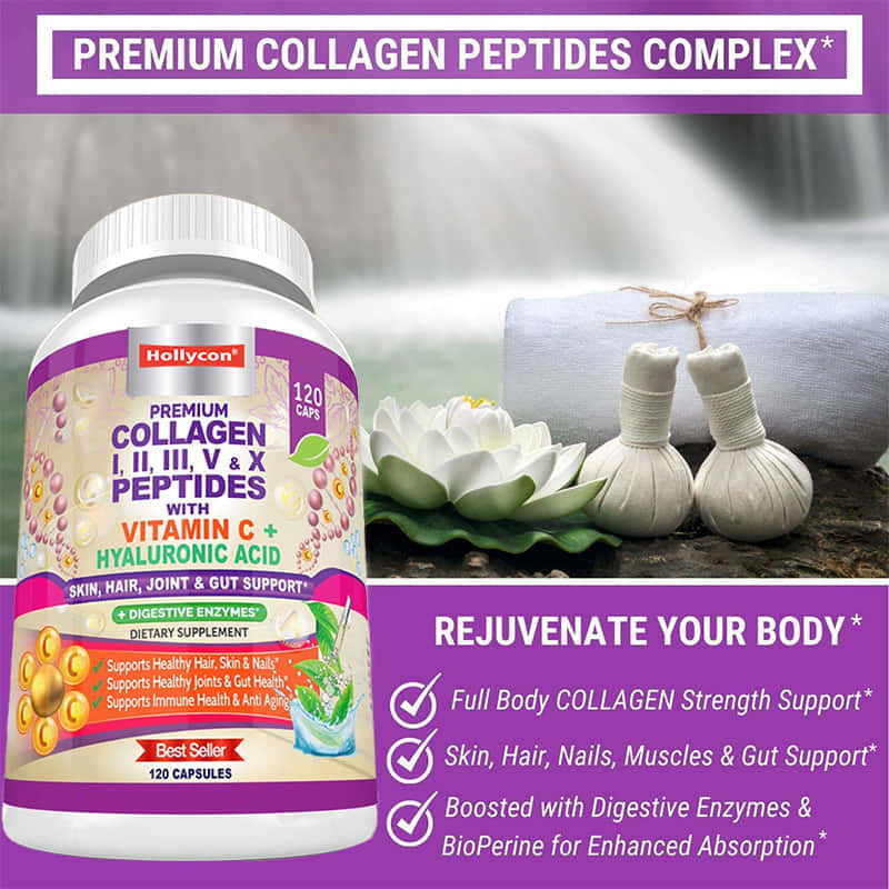 7 Days Multi Collagen Pills Type I II III V X Peptides Vitamin C Hyaluronic Acid Turmeric Collagen
