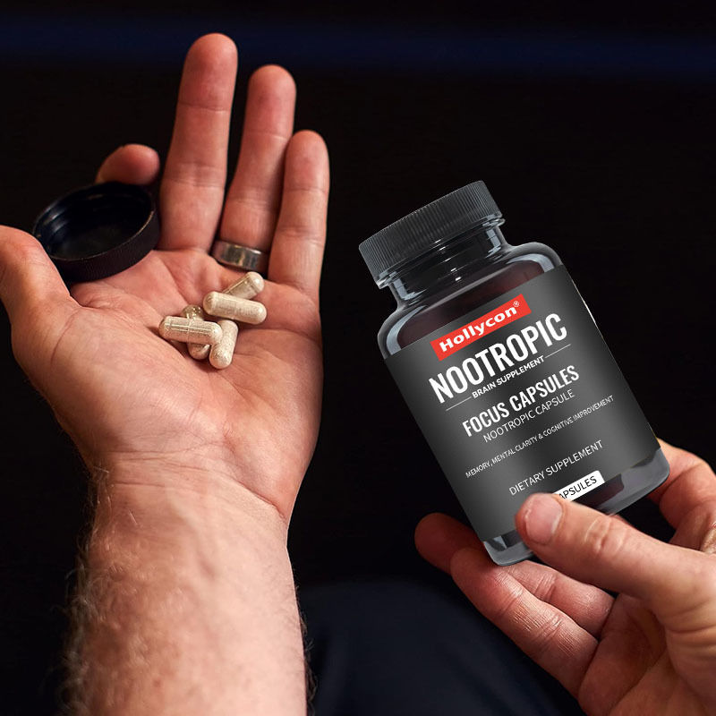 OEM Focus Capsules com L-Teanina Vitamina B6 Memória Claridade mental e melhoria cognitiva Suplemento nootrópico do cérebro