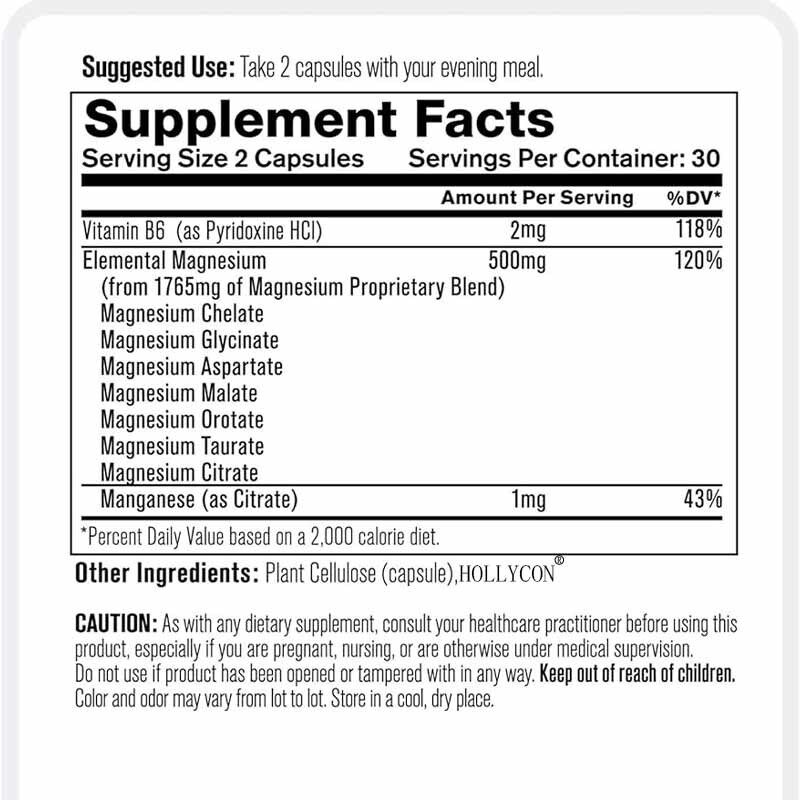 Suplemento de glicinato de magnésio OEM para sono, músculos e saúde do coração. Complexo de magnésio. Citrato de manganês. Cápsula de glicinato de magnésio