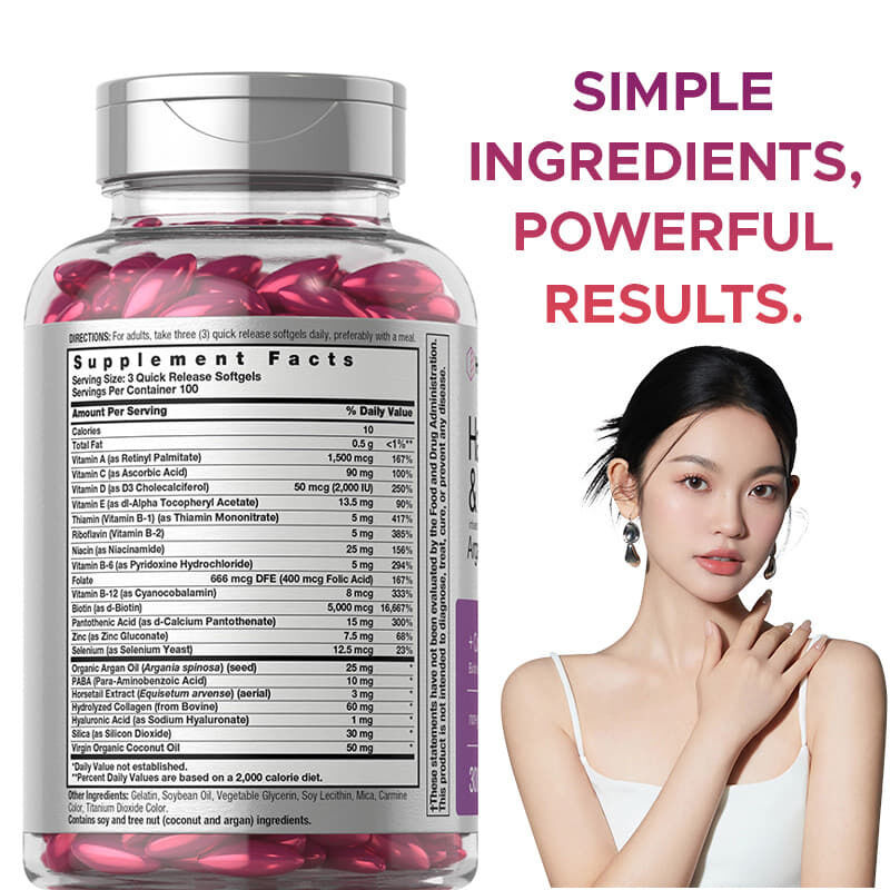 Biotina Crescimento do cabelo Softgels Cabelo Pele e unhas Vitaminas Colágeno Vitamina C Fabricante original