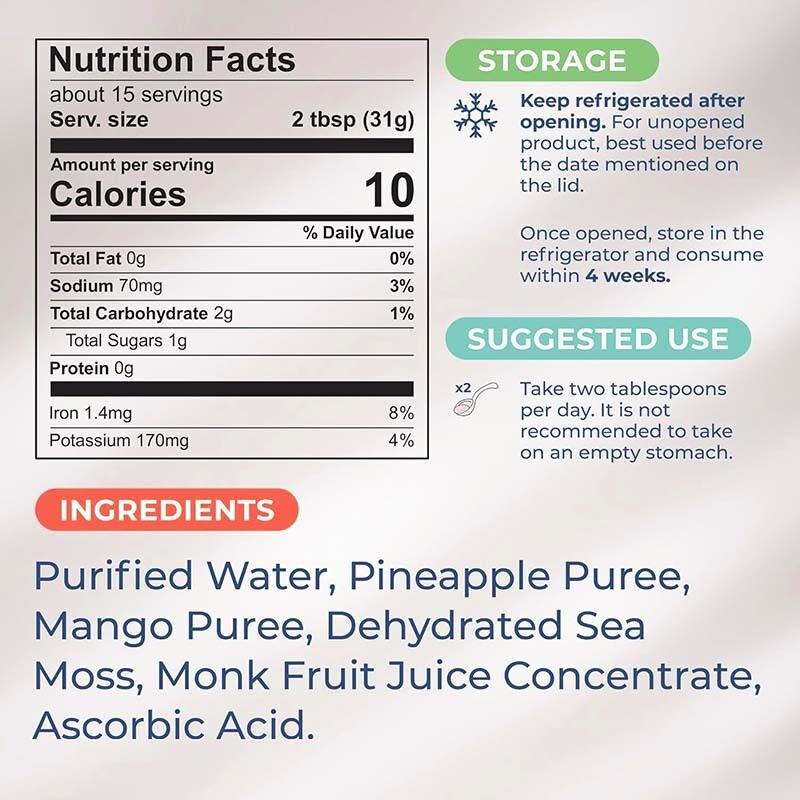 OEM Seamoss Cru Detoxificante e Limpeza Rico em Minerais Proteínas Vitaminas Saúde Sea Moss Sea Moss Gel