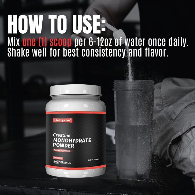 Suplemento Pré e Pós-Treino Micronizado OEM para Homens e Mulheres, Suporte Energético, Fácil de Misturar, Creatina Monohidratada em Pó