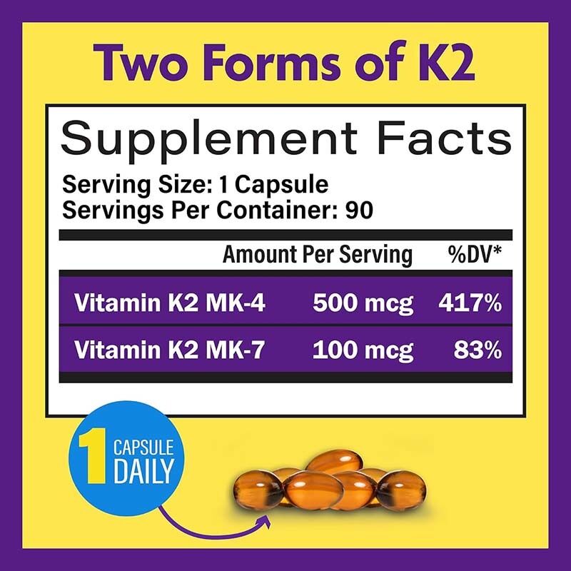 OEM Full Spectrum Vitamin K2 Softgels com 600 mcg de Trans Form Suporta saúde geral e força óssea Suplemento de vitamina K2