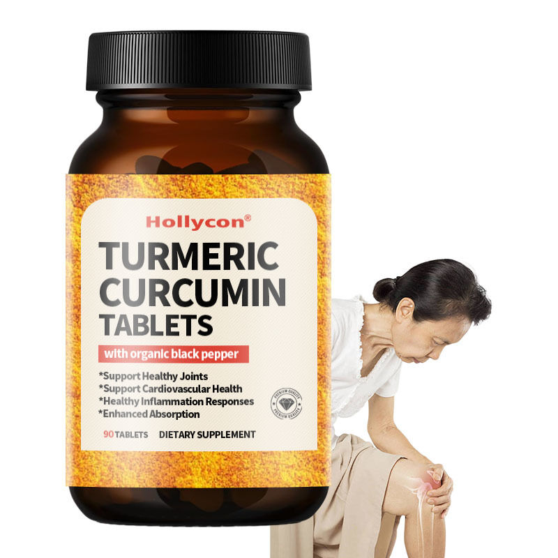 Suplemento de Curcumina de Cúrcuma Orgânica OEM 1350 mg Cada Suporte Natural para as Articulações Pimenta Preta para Absorção Comprimido de Curcumina de Cúrcuma