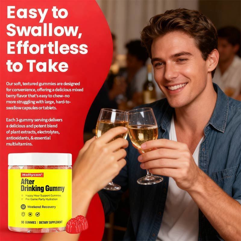 OEM Happy Hour Gummies Suplemento Pre-Game Party Hidratação Eletrólitos Álcool DHM Cardo de Leite Depois de beber Gummy
