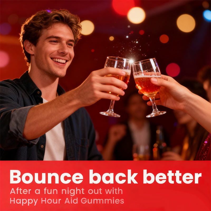 OEM Happy Hour Gummies Suplemento Pre-Game Party Hidratação Eletrólitos Álcool DHM Cardo de Leite Depois de beber Gummy