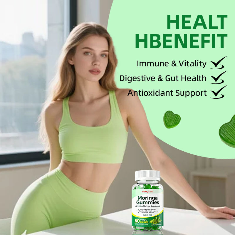 Tudo em Um Suplemento de Moringa para Imunidade e Vitalidade Digestivo e Saúde intestinal Suporte Antioxidante Moringa Gummies