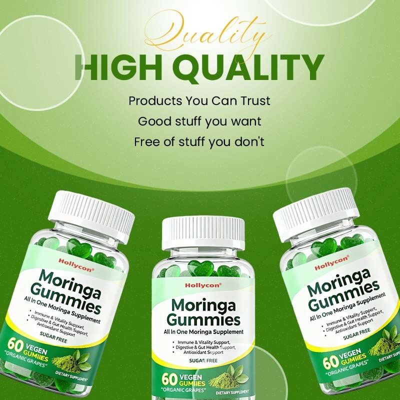 Tudo em Um Suplemento de Moringa para Imunidade e Vitalidade Digestivo e Saúde intestinal Suporte Antioxidante Moringa Gummies