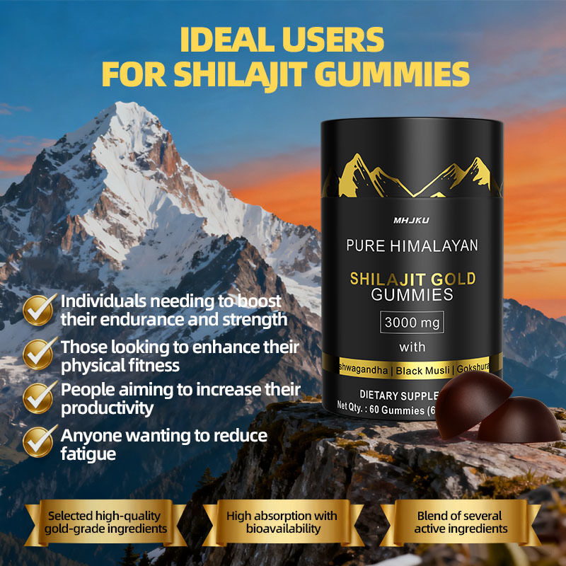 OEM 3000mg with Ashwagandha & Black Natural Energy & Immune Support Endurance & Mood Boost Pure Himalayan Shilajit Gummies