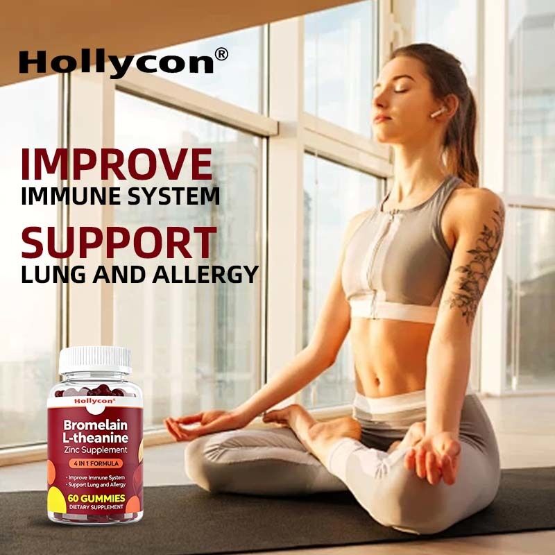 Bromelaína L-teanina Suplemento de zinco Suplementos veganos para crianças Adultos Quercetina gomas