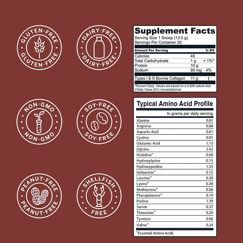 Pó de Peptídeos de Colágeno OEM para Cabelo, Pele, Unhas e Articulações Tipo I e III Suplementos de Colágeno Alimentado a Pasto Pó de Colágeno de Chocolate
