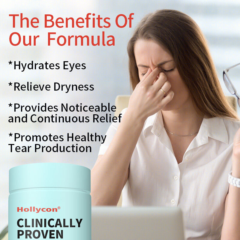 Suplemento clinicamente comprovado para olhos secos para hidratar os olhos para alívio duradouro, aliviar a secura, suplemento para cuidados com os olhos