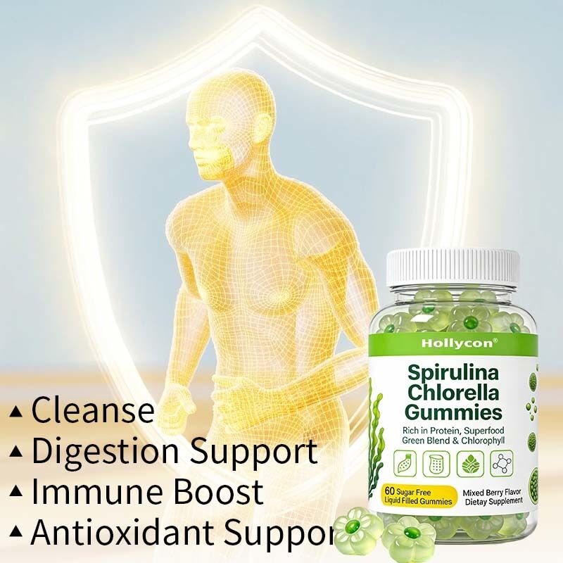 OEM/ODM Gomes de Spirulina Chlorella personalizadas para energia e vitalidade Digestão e saúde intestinal Antioxidante e suporte imunológico
