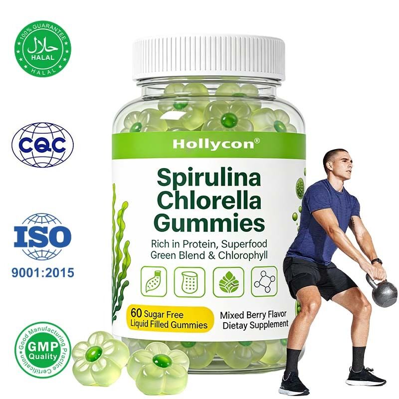 OEM/ODM Gomes de Spirulina Chlorella personalizadas para energia e vitalidade Digestão e saúde intestinal Antioxidante e suporte imunológico
