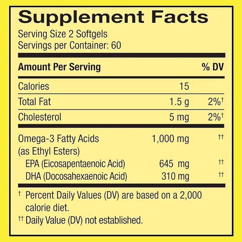 Óleo de peixe ômega-3 de alta resistência OEM 1000 mg por porção de 90 cápsulas gelatinosas para saúde do coração e do cérebro