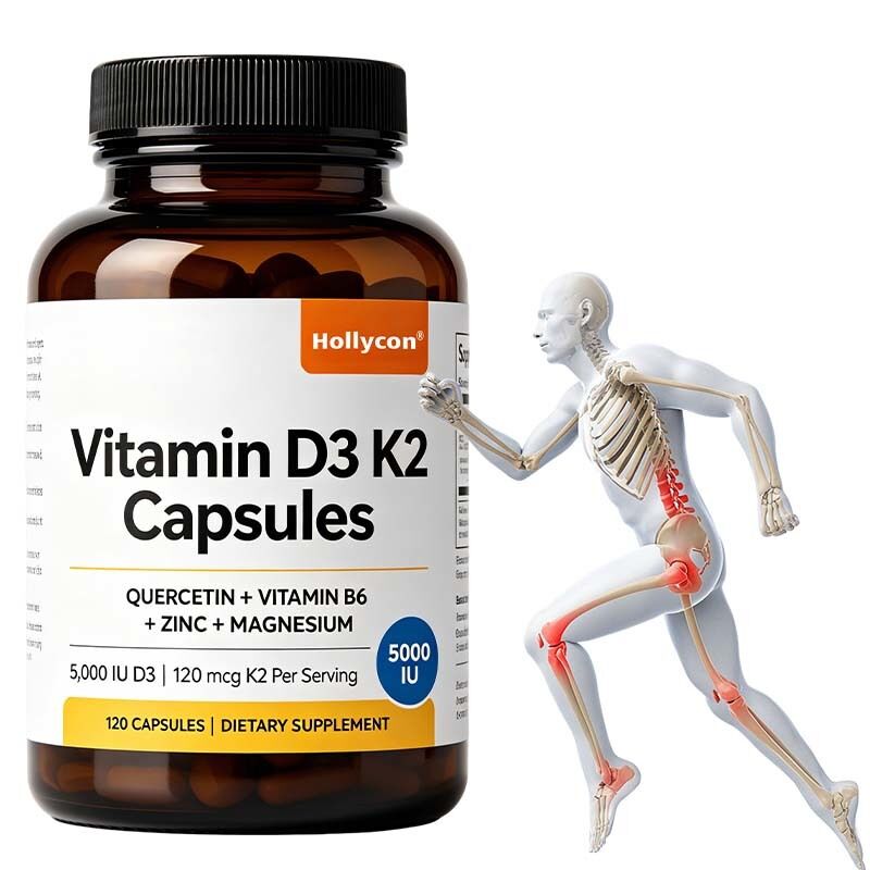 Marca Privada Vitamina D3 K2 cápsulas com Vitamina B6, Zinco e Quercetina Apoia energia, imunidade, saúde muscular para homens e mulheres