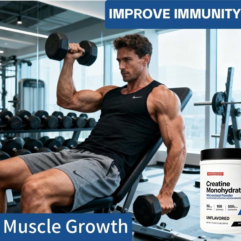 Pó micronizado de monohidrato de creatina de alta pureza para fornecimento diário de nutrientes fitness com textura de fácil dissolução