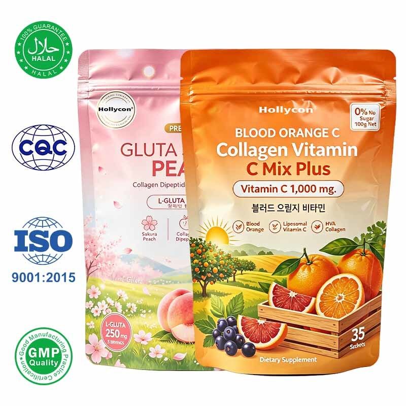 Pó de Colágeno com Mistura de VC e Glutationa com Sabor de Fruta, Fórmula Personalizada ODM, Suplemento Diário