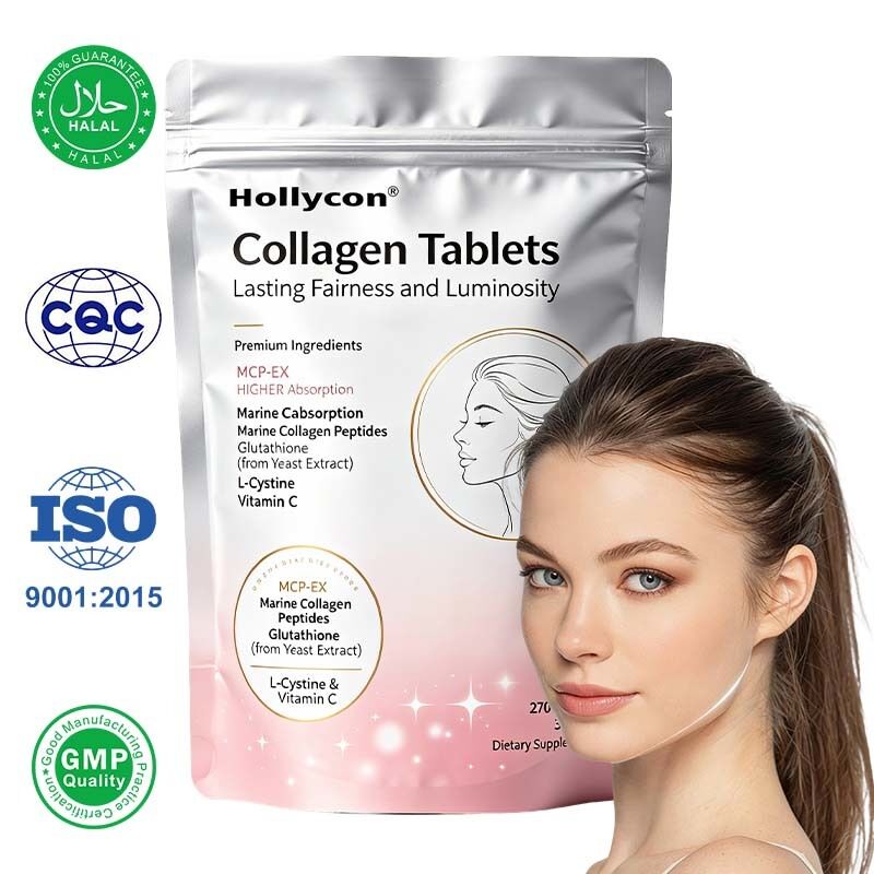 Comprimidos de colágeno purificado certificados pela GFSI HACCP | Suplemento nutricional de proteína composto diário, marca própria personalizável