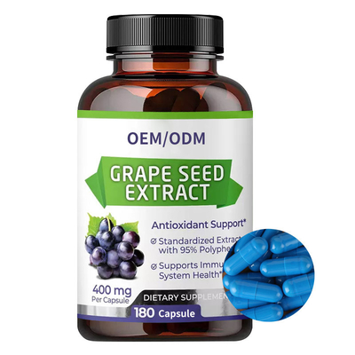Suplementos Antioxidantes Anti- Fadiga Extracto de Sementes de Uva OEM Cápsulas 400 mg
