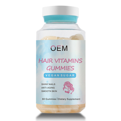 Cabelo saudável personalizado Gummies de Gummies do cabelo da biotina do vegetariano para pregos brilhantes