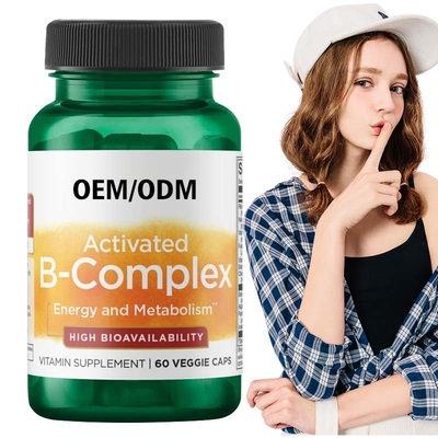 Disponibilidade biológica alta ativada da cápsula B-complexa da vitamina 60 cápsulas de Veg