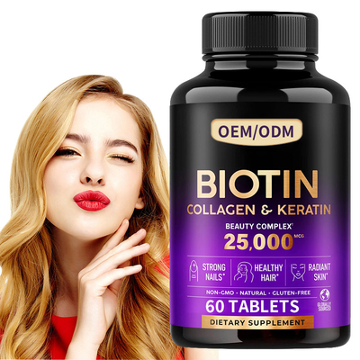 25000 pregos da pele do cabelo dos comprimidos da vitamina da biotina do magnetocardiograma para tabuletas do cabelo do feme da saúde 60pcs das mulheres