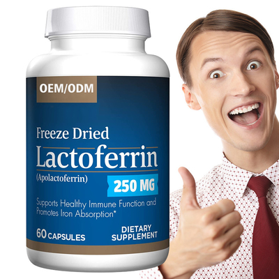 Cápsulas de lactoferrina 60PCS suportam a função imunológica saudável promove a absorção de ferro