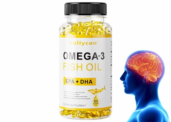 Suplemento dietético Omega 3 Softgels para saúde do cérebro e do coração Óleo de peixe