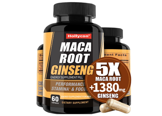 OEM 90 cápsulas Suplemento de raiz de maca para homens Suporte de energia aumento de resistência cápsulas