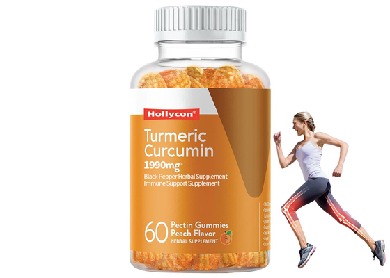 OEM Suplementos Dietéticos Cúrcuma Goma de Curcumina Conforto articular e Suplemento de Suporte à Função Cerebral 60pcs