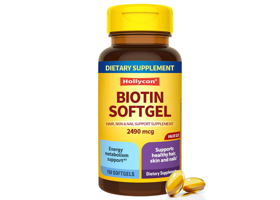 Biotina Softgels 150PCS Suporte para cabelos saudáveis Suporte para unhas Suplemento dietético