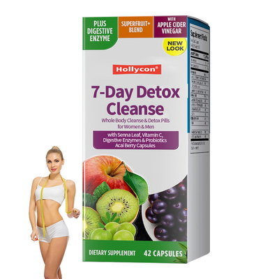 7 dias de desintoxicação de limpeza cápsulas com folha de Senna vitamina C enzimas digestivas probióticos Acai Berry cápsulas