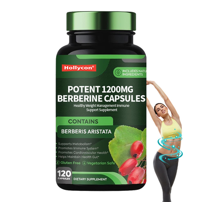 Potente 1200 mg cápsulas de berberina Gestão do peso saudável Suplemento de apoio imunológico