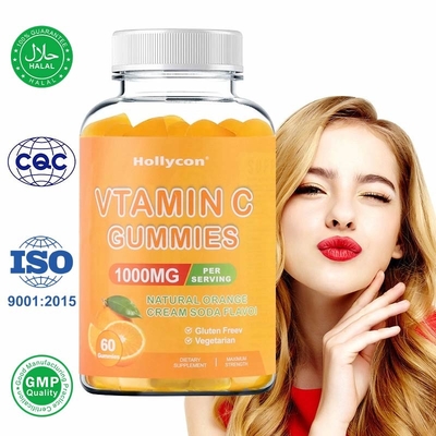 750mg vitamina C Gummies para o apoio imune dos adultos com a laranja sem glúten das vitaminas de B