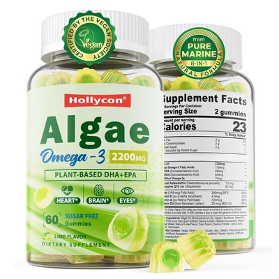 Apoio OEM DHA Vitamina E A D3 para o cérebro Olho articulação algas Omega-3 2200mg Gomes