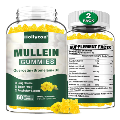 Gomes de Mullein para Adultos com Bromelina Lúmpido Limpeza Suplemento Digestivo