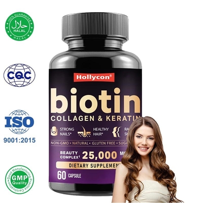 Vitaminas para o crescimento do cabelo Cápsulas com Biotina Colagênio Apoia o Crescimento do cabelo