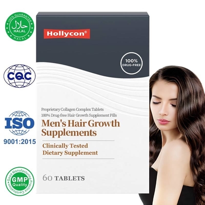 Suplementos de crescimento de cabelo personalizados para cabelos mais grossos e cheios com complexo de colágeno.