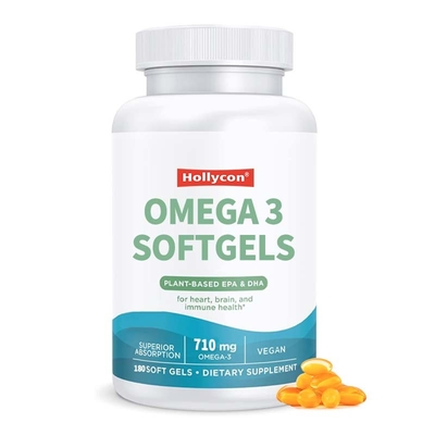 Óleo de Alga Vegana de Alta Qualidade Omega 3 Suplemento Para Saúde do Coração e Cérebro