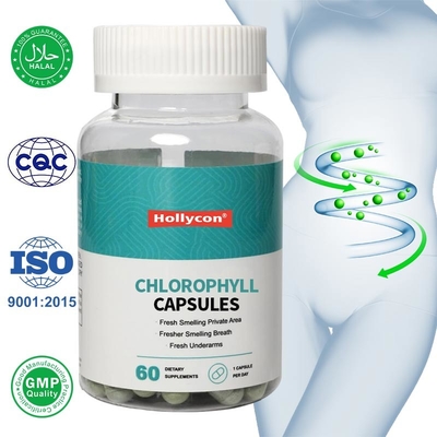 Clorofila cápsulas duras para remover odor corporal saúde da pele