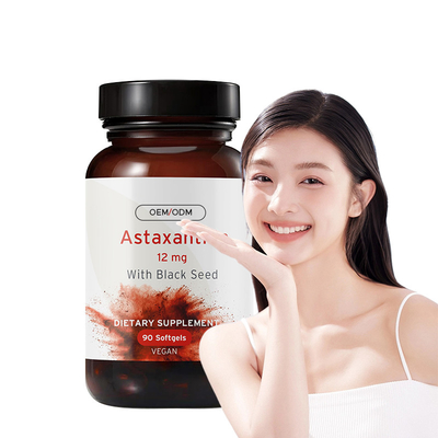 Astaxantina Softgels para a Saúde da Pele Astaxantina 12mg com sementes negras orgânicas