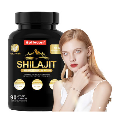 Suplemento de Shilajit orgânico do Himalaia puro para suporte imunológico 25000mg cápsulas de Shilajit