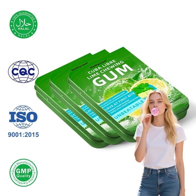 Marca privada Mojito Cocktail Flavour Preenchido Goma de Rum Goma de Lata Sem Açúcar Mojito Goma de mascar de Limão para suporte de esmalte dental