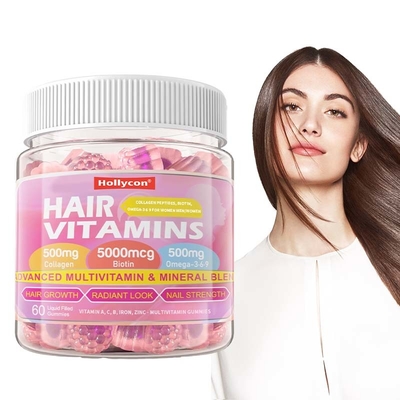 Gomas de Vitaminas para Cabelo para Crescimento, Força, Pele e Unhas, OEM