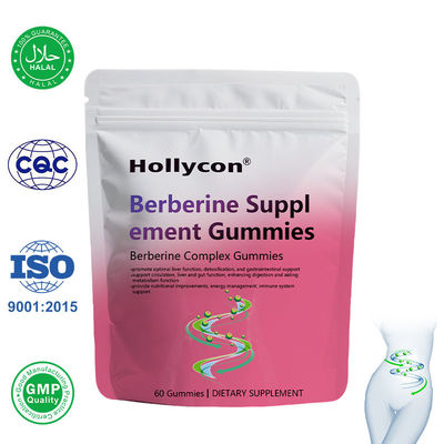 Preço de fábrica gomas de suplemento de berberina OEM (sem açúcar), gomas complexas de berberina com canela de Ceilão, cardo de leite, curcumina de cúrcuma para metabolismo, energia, saúde intestinal, controle de massa corporal em jejum